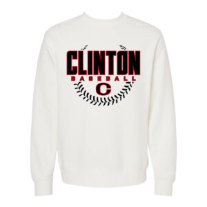 Clinton Baseball Independent Trading Midweight-Pigment Dyed crewneck sweatshirt Unisex-White