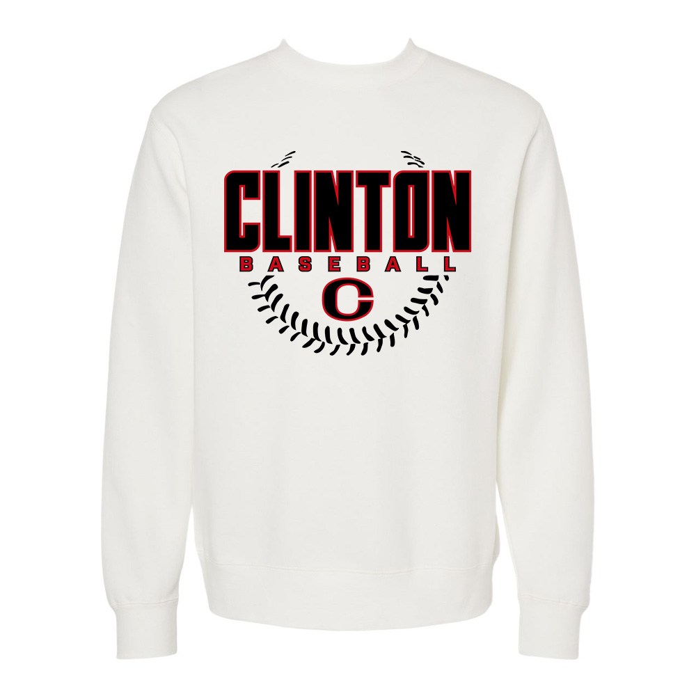 Clinton Baseball Independent Trading Midweight-Pigment Dyed crewneck sweatshirt Unisex-White