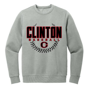 Clinton Baseball Rah Rah District Wash Fleece Crew-Gusty Grey