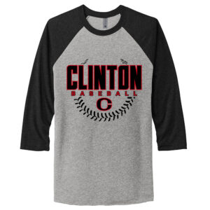 Clinton Baseball Rah Rah Next Level Tr-Blend Baseball Raglan Tee Unisex-Vintage black/Heather Grey