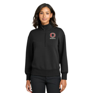 Clinton Baseball Mercer and Mettle Women’s Soft Spacer 1/4-Zip-Black