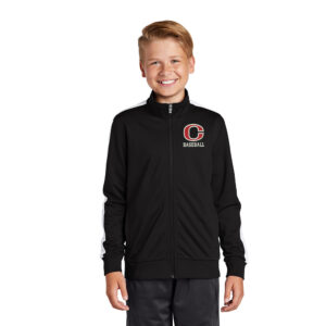 Clinton Baseball Sport-Tek YOUTH Tricot Track Jacket-Black/White