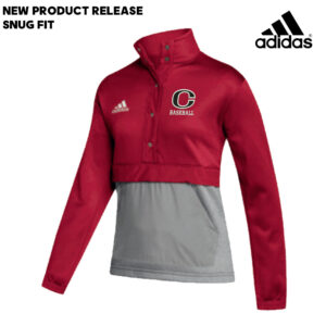 Clinton Baseball Adidas Women’s Team Issue color block 1/4 snap pullover – Power Red /Grey (M-2x)