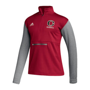 Clinton Baseball Adidas Team Issue color block 1/4 zip pullover -Power Red/Grey (S, M, L)