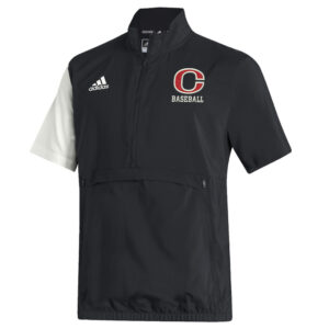 Clinton Baseball Adidas STADIUM woven short sleeve 1/4 zip- Black/white (L, XL, 3x)