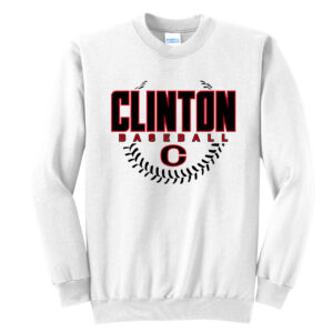 Clinton Baseball Unisex Fleece Crewneck Sweatshirt-White