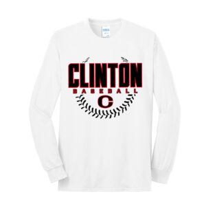 Clinton Baseball Unisex Cotton Long Sleeve Tee-White