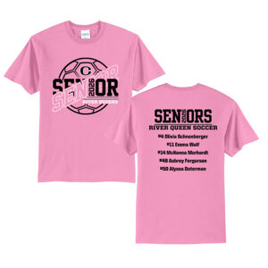 Queens Senior Soccer Unisex Short Sleeve Tee-Candy Pink