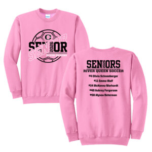 Queens Senior Soccer Unisex Fleece Crewneck Sweatshirt-Candy Pink