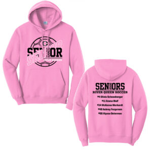 Queens Senior Soccer Unisex Fleece Hooded Sweatshirt-Candy Pink