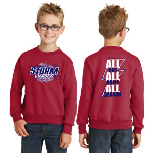 Storm Softball Youth Fleece Crewneck Sweatshirt-Red