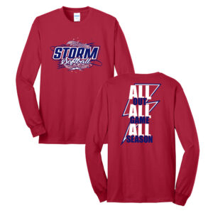 Storm Softball Unisex Cotton Long Sleeve Tee-Red