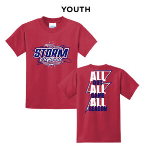 Storm Softball Youth Short Sleeve Tee-Red
