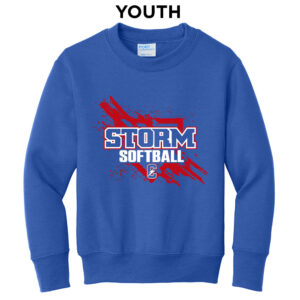 Storm Softball Youth Fleece Crewneck Sweatshirt-Royal