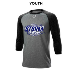 Storm Softball Evoshield YOUTH 3/4 Sleeve baseball undershirt -charcoal/Black