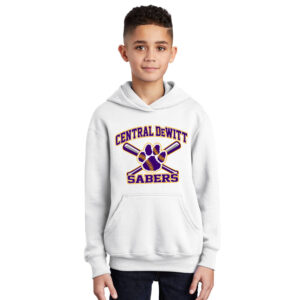 CD Baseball Youth Fleece Hooded Sweatshirt-White
