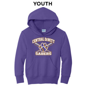 CD Baseball Youth Fleece Hooded Sweatshirt-Purple