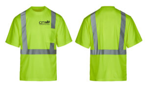City Construction Class 2 Hi Vis Safety Green Short Sleeve moisture wicking  T-shirt with pocket-Safety Green