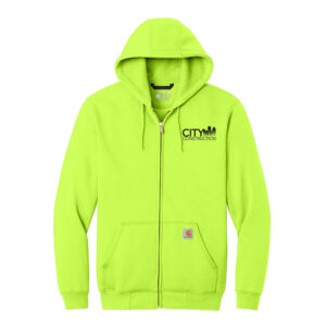 City Construction Carhartt Midweight Hooded Zip Front Sweatshirt Unisex-Brite Lime