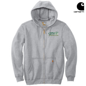 City Construction Carhartt Midweight Hooded Zip Front Sweatshirt Unisex-Heather Grey
