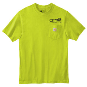 City Construction Carhartt Men Workwear Pocket Short Sleeve cotton T-Shirt-Brite Lime