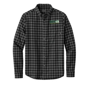 City Construction Eddie Bauer Men Long Sleeve Favorite Flannel Plaid Shirt-Deep Black Mini Buffalo