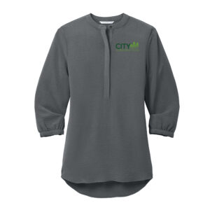 City Construction Port Authority Ladies 3/4-Sleeve Textured Crepe Tunic-Graphite