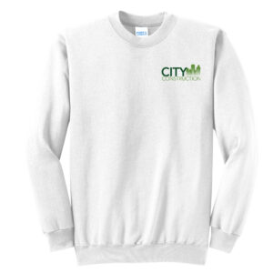 City Construction Unisex Fleece Crewneck Sweatshirt-White