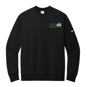 City Construction Nike Club Fleece Sleeve Swoosh Crew Adult-Black