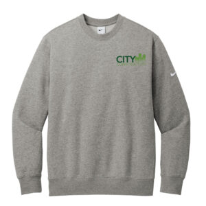 City Construction Nike Club Fleece Sleeve Swoosh Crew Adult-Dark Grey Heather