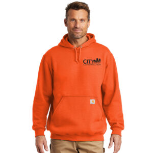 City Construction Carhartt Midweight Hooded Sweatshirt Adult-Brite Orange