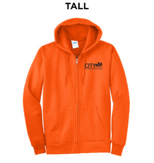 City Construction Tall Fleece Full Zip Hooded Sweatshirt-Safety Orange