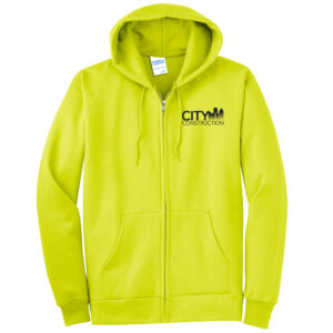 City Construction Tall Fleece Full Zip Hooded Sweatshirt-Safety Green