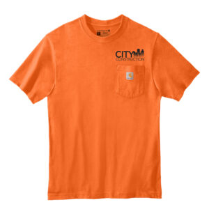 City Construction Carhartt Workwear Pocket Short Sleeve cotton T-Shirt Adult-Brite Orange