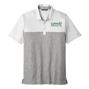 City Construction TravisMathew Oceanside Blocked Polo-White Quiet Shade Grey Heather