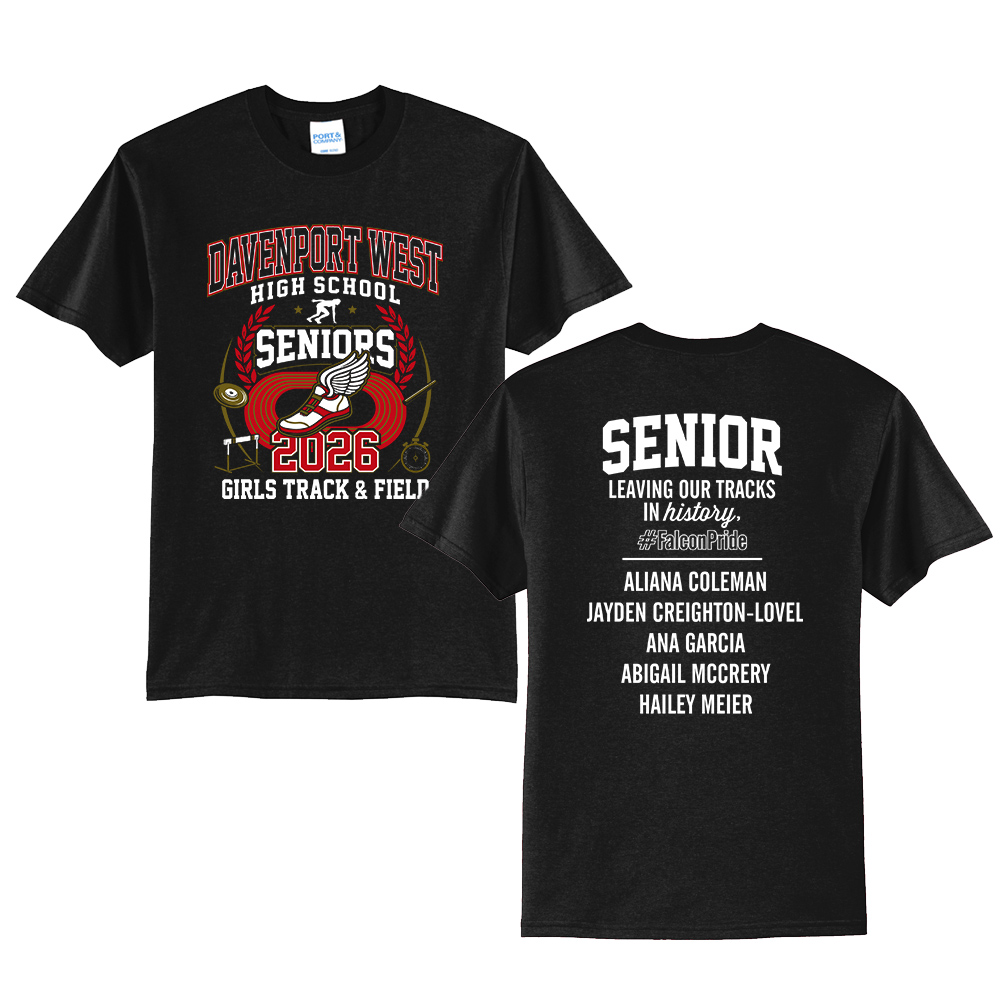 DW Girls Senior Track Unisex Short Sleeve Tee-Black