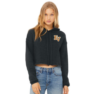 EV Little League BELLA CANVAS Women’s Sponge Fleece Cropped Fleece Hoodie-Dark Grey Heather