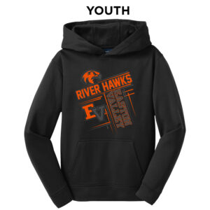 EV Little League Sport-Tek youth Sport Wick Fleece Hooded Pullover-Black