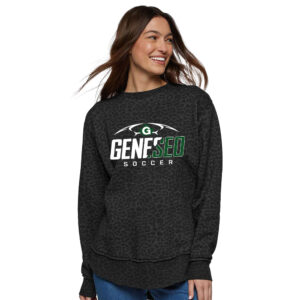 Geneseo Soccer LAT Women’s Weekend Fleece Crewneck Sweatshirt-Black Leopard