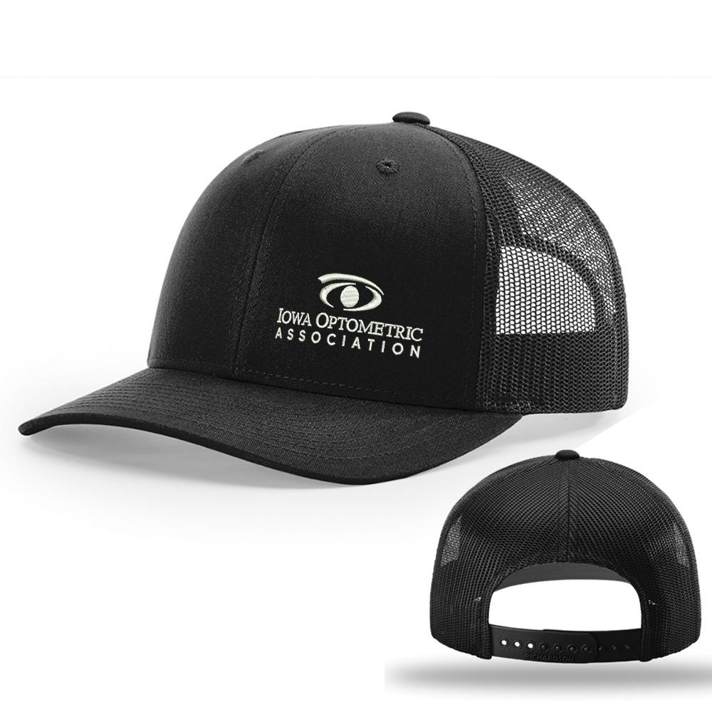 Iowa Optometric Association Richardson Pro Crown Mesh Back solid color Adjustable back cap Solid-Black