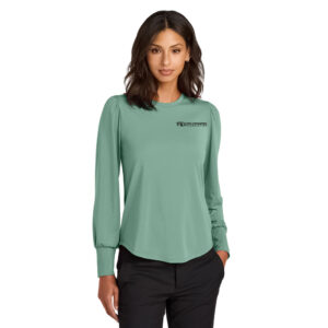 Iowa Optometric Association Mercer Mettle Women’s Stretch Jersey Long Sleeve Blouson Top-Sage