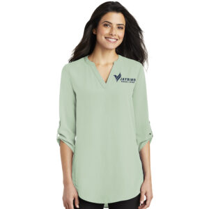 Jaybird Port Authority Ladies 3/4-Sleeve Tunic Blouse-Misty Sage