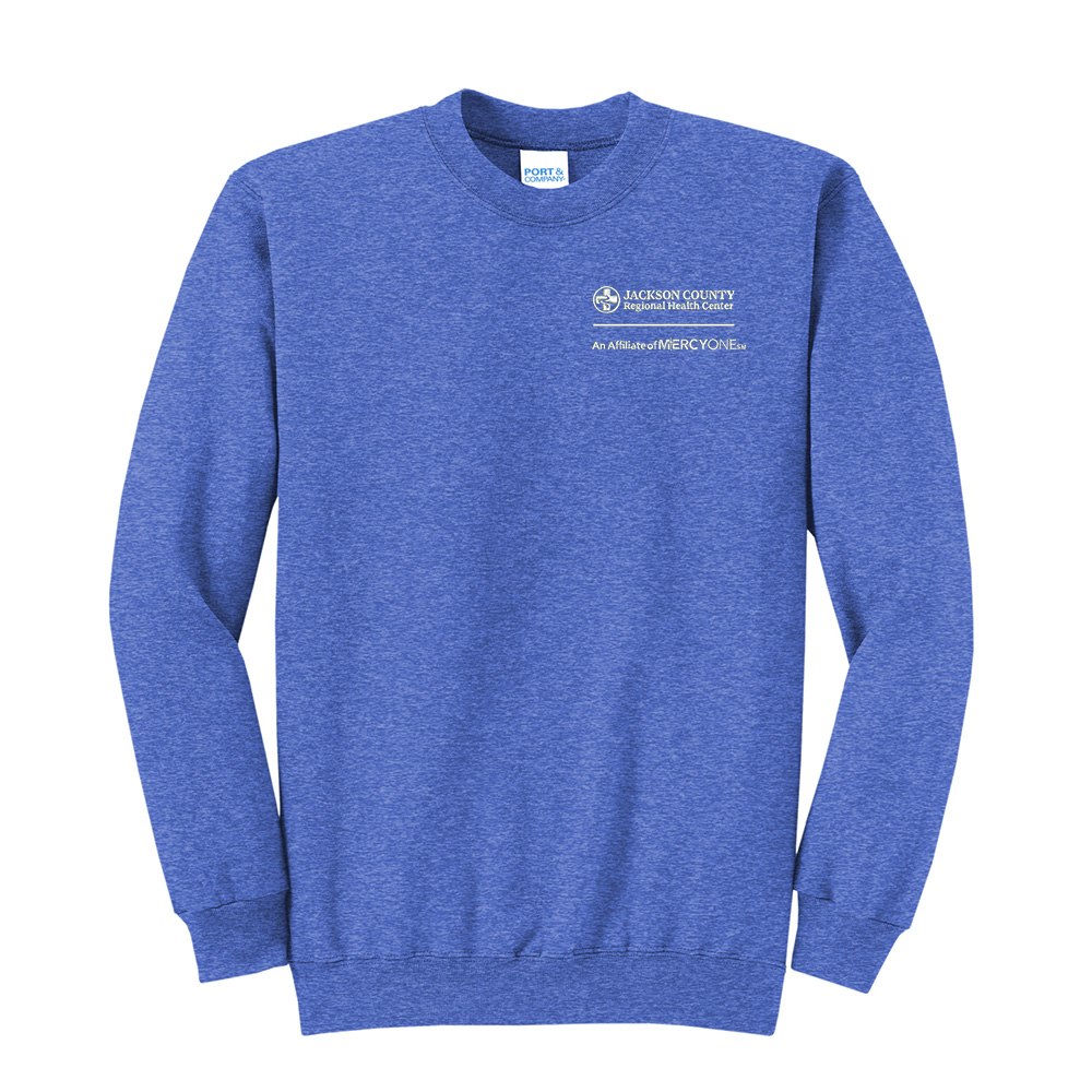 Jackson County Health Unisex Fleece Crewneck Sweatshirt-Heather Royal