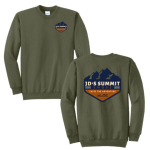 JDs Summit Smoke Unisex Fleece Crewneck Sweatshirt-Olive Drab Green