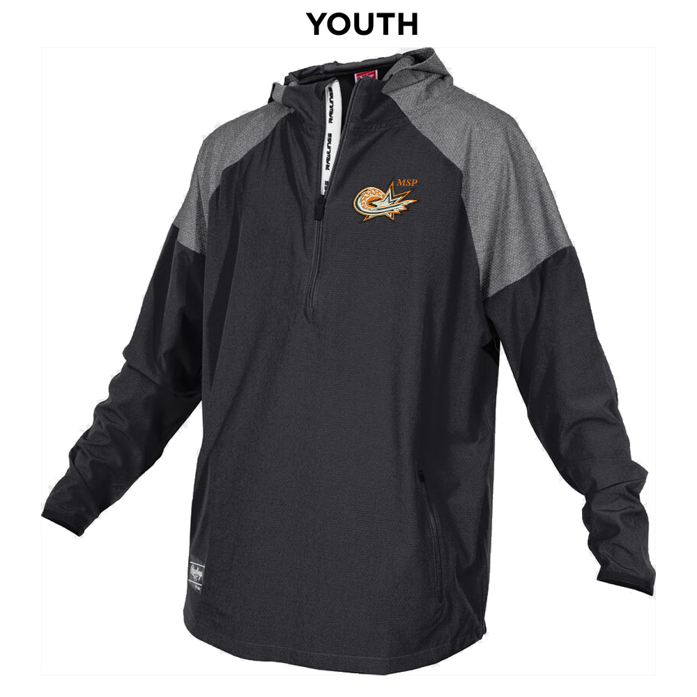 MSP Stars SB Rawlings YOUTH Rawlings Colorsync Long Sleeve 1/2 zip hooded BP Jacket-Black
