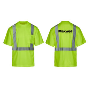 Maxwell Class 2 Hi Vis Safety Green Short Sleeve moisture wicking  T-shirt with pocket-Safety Green