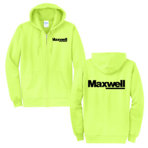 Maxwell Unisex Core Fleece Full Zip Hooded Sweatshirt-Neon Yellow