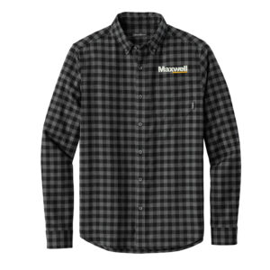 Maxwell Eddie Bauer Men Long Sleeve Favorite Flannel Plaid Shirt-Deep Black Mini Buffalo