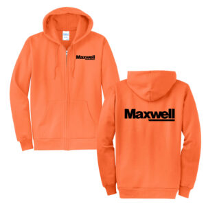 Maxwell Unisex Classic Full-Zip Hooded Sweatshirt-Neon Orange