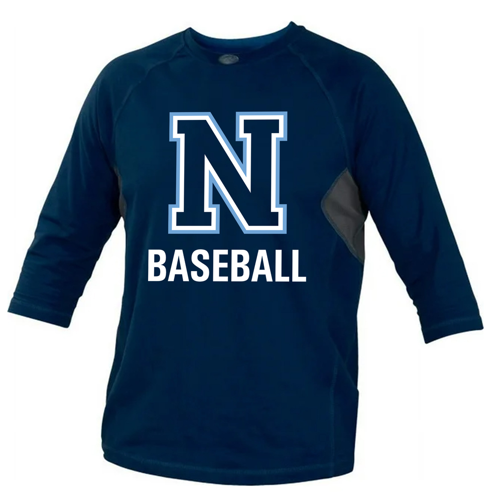 NE Baseball Player Gear Rawlings Runner 3/4 Sleeve Performance Shirt-Navy